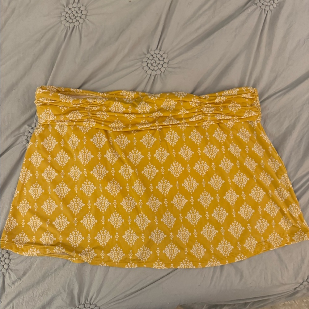 Garnet Hill Yellow Damask Patterned Women's Swim Skirt